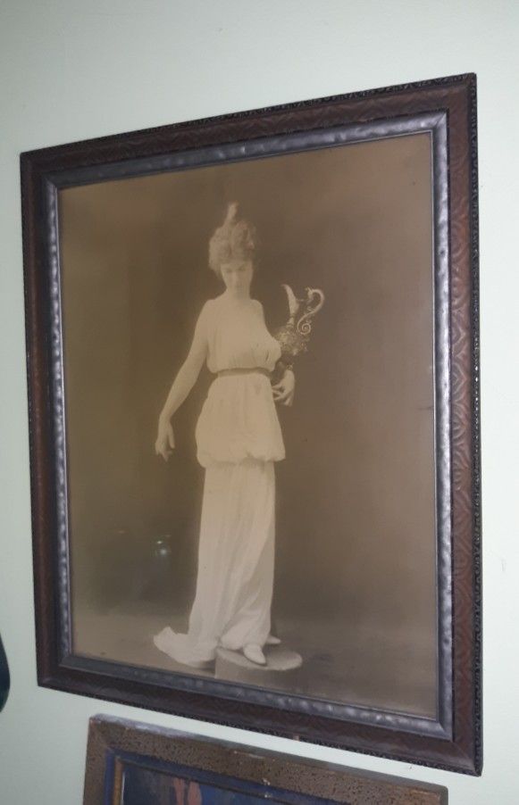 Large Antique Black Ant White Photograph Art Nouveau Woman