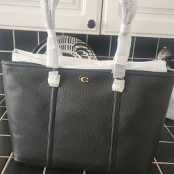 New Black Large Coach Tote