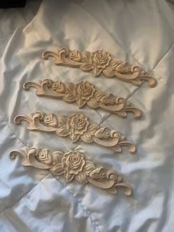 4pcs Woodcarving Decal Corner Long Onlay