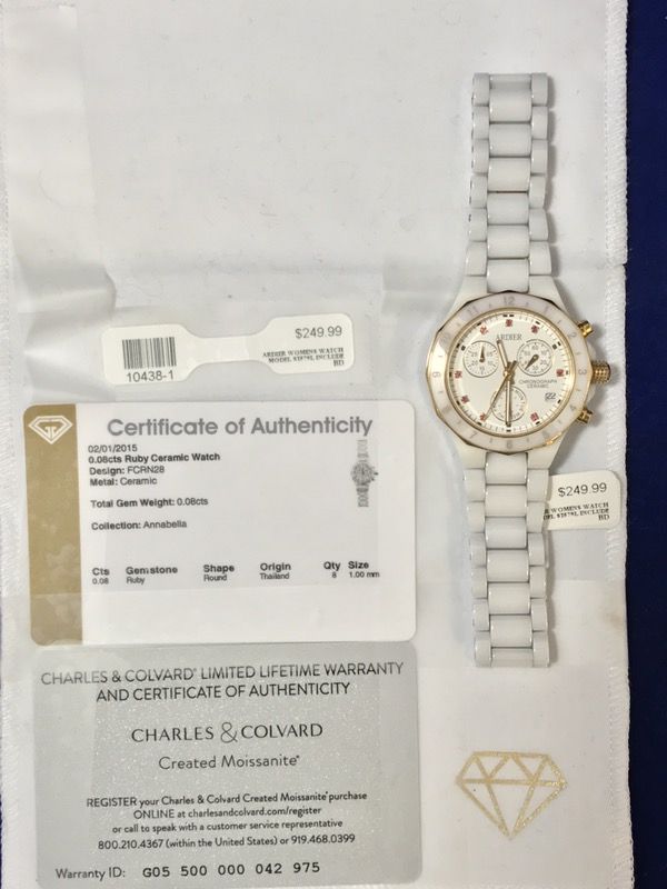 Ladies Ardier Annabelle Collection Ruby Ceramic Watch Model ST2579L/ Style FCRN28 Includes C.O.A.