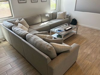 Large Gray U-Shaped Sectional Sofa