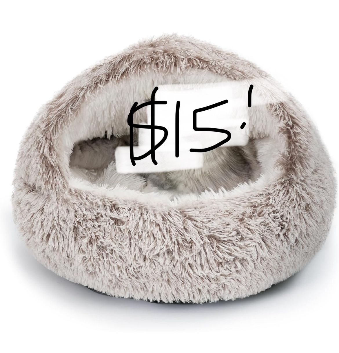 CATISM Plush Hooded Cat Bed, Calming Nest, Self-Warming Cave, Cozy Pod For Indoor Cats Or Small Dogs, Removable Washable Cove With Non-Slip Bottom