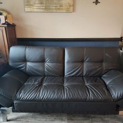 Costco Futon Leather Style Vinyl With Outlet Full Size Bed Fold Down Espresso BROWN