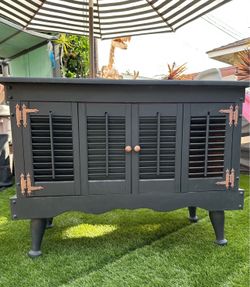 Vintage Ames Furniture Company Cabinet with With Shutters That Open and Close - Top should be refinished or cover it