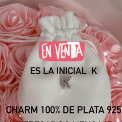 Charm 925 Plata Original Letra K
