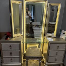 Vanity And Queen Bed Frame W/headboard (girls)