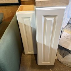 3 Matching White Kitchen Cabinets: Upper & Lower, Plus Bonus Upper Cabinet