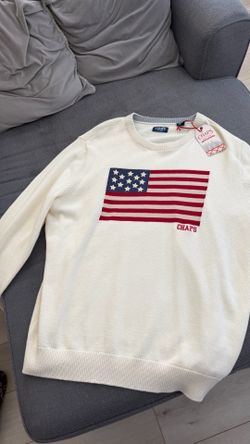 Chaps Men's & Big Men's Long Sleeve Flag Crewneck Sweater, Size 2XL