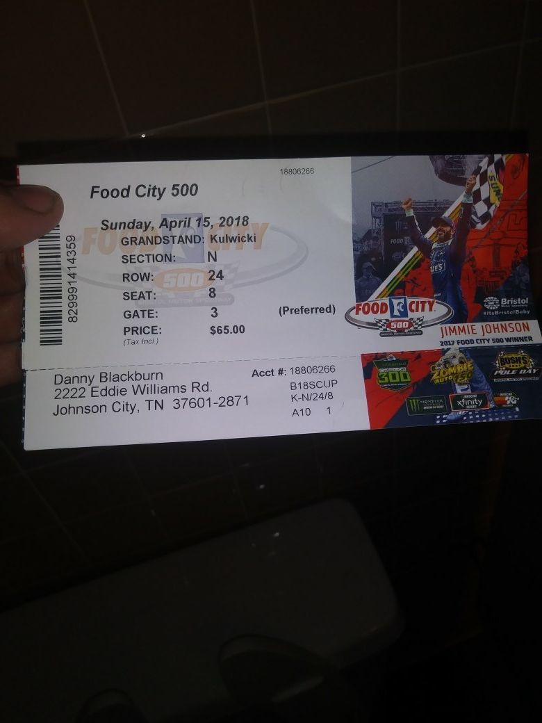 Single tickt to bristol Sunday race 50 buck or obo