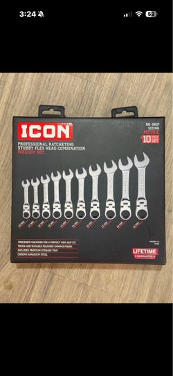 ICON 10-Piece Metric Stubby Flex Head Wrench Set
