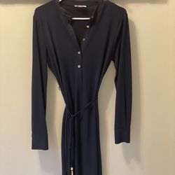 Calvin Klein Navy Blue Dress With Gold Buttons Size 6