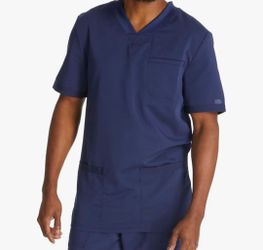 Dickies Balance Men Scrubs Top V-Neck Navy Blue Size Large