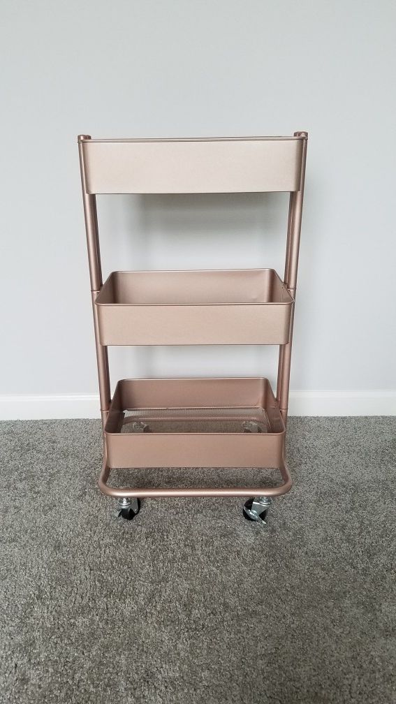 Brand new rose gold 3 tier Lexington rolling cart from Michael's