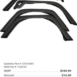 Jeep Wrangler Fender Flares (Brand New)