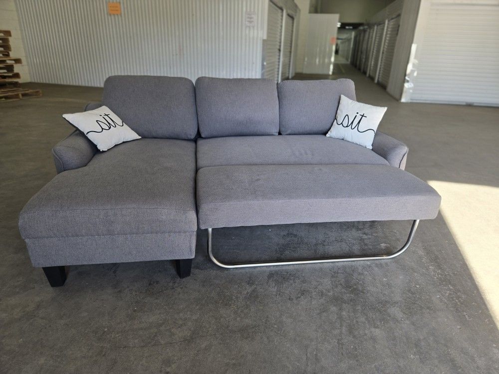 *Same Day Delivery Available!* Grey Convertible Chaise Sofa