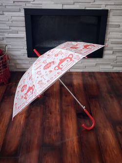 Vintage Paul Frank Julius Monkey Clear Bubble Umbrella Red & White Kawaii Y2K Rare
