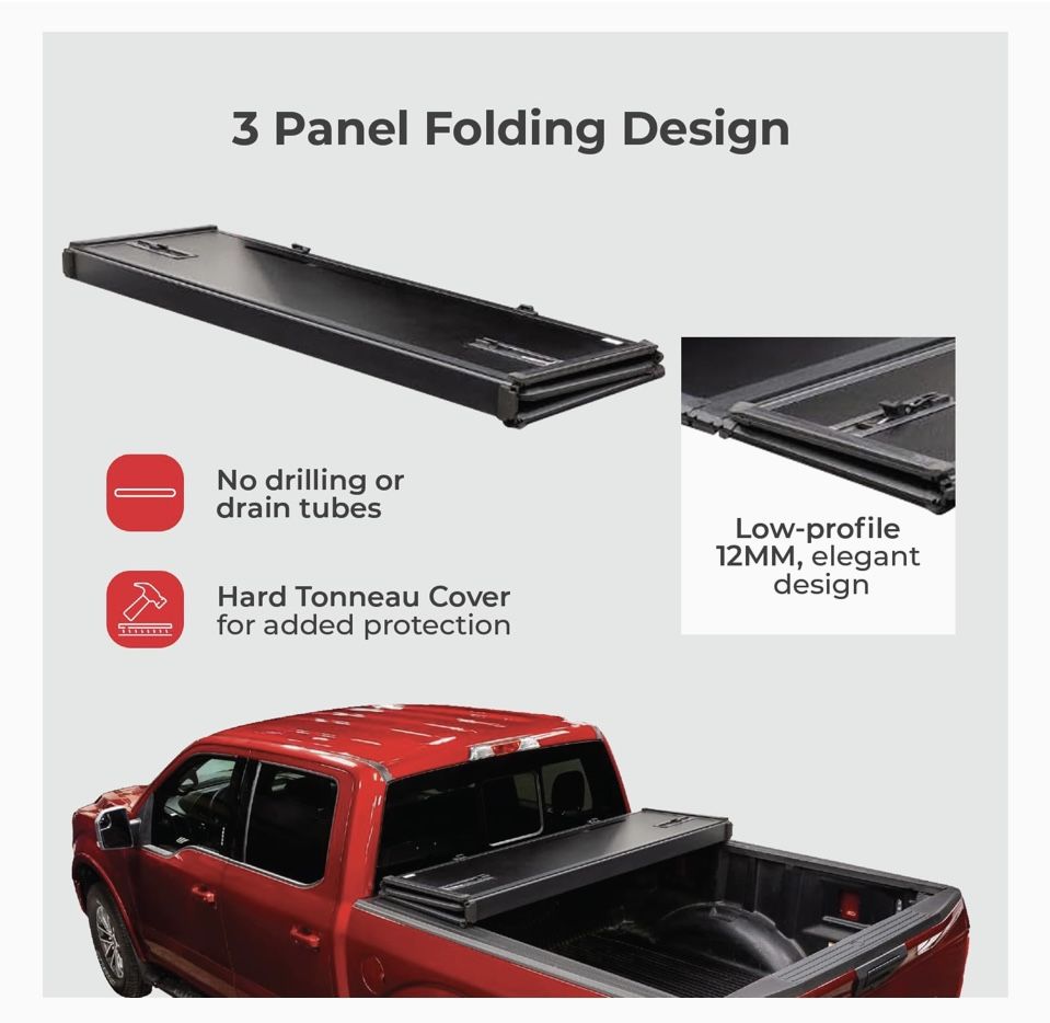 Hard Tri-Fold Truck Bed Tonneau Cover, fits Ford Super Duty