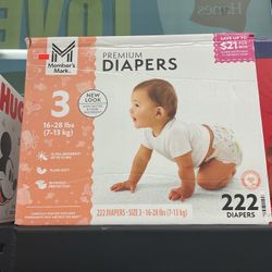 Member’s Mark Premium Diapers 222 Count Size 3