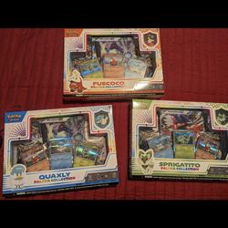 Set Of 3 Pokemon TCG Paldea Starter Pin Collection Box Fuecoco Sprigatito +