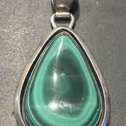 Large Sterling And Malachite Pendant-signed WC