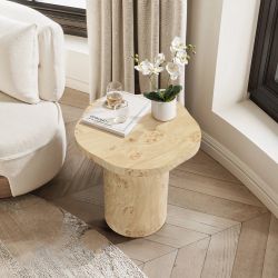 19.7 in. Burl Wood Finish MDF Wood End Table with Irregular Shape Top If2399
