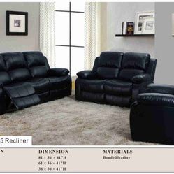 BRAND NEW 3 PIECES RECLINERS COUCH SET IN ORIGINAL BOX 