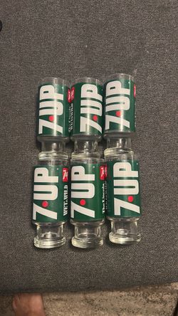 Vintage 7UP Glass Wet & Wild The UnCola Footed Pedestal Glass Cups (Set of 6)