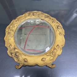 Vintage metal round dresser mirror