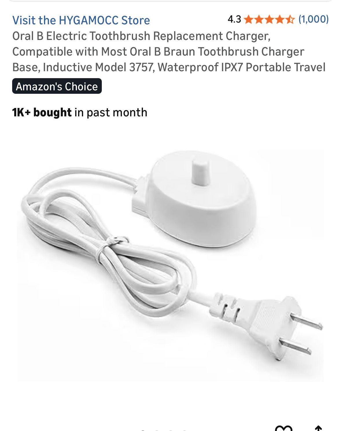 Oral-B Electrical Toothbrush, Charger And Toothbrush Head