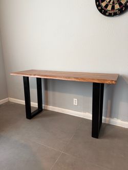 Brand new Solid Acacia wood slab console table/desk