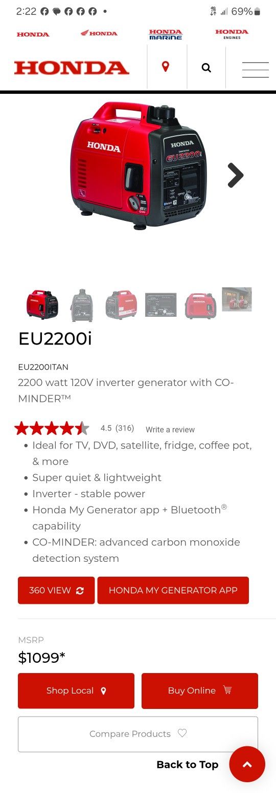 Brand New Honda 2200i Inverter Generator