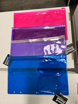 (4) - Translucent Zippered Pencil Pouches - (New)