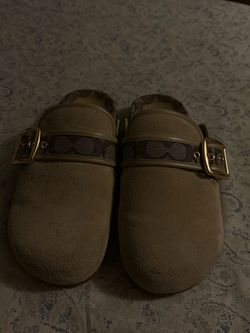 Coach Suede Mule Clogs with Signature Strap