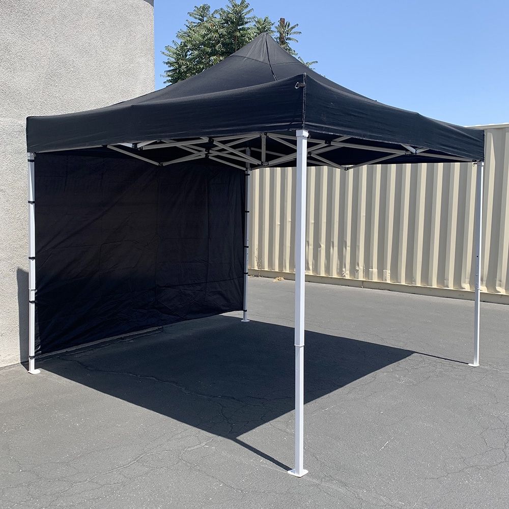 $110 (New) Heavy-duty 10x10 ft canopy with (1 sidewall) ez popup party tent w/ carry bag (red, blue)