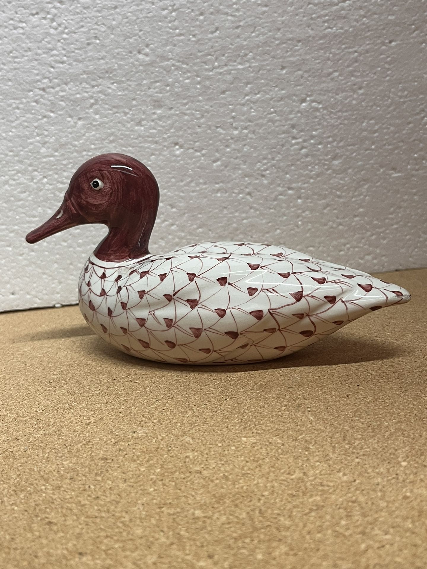 Signed Herend Style Handmade Ceramic Duck And Hand Painted