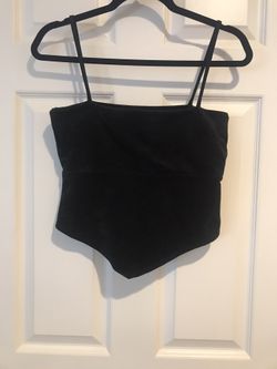 Cute black stretchy suede top size small