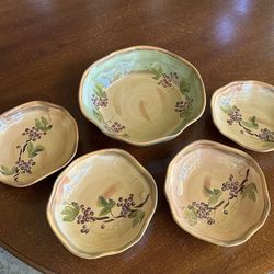 Beautiful Art Clay “Rustic Vines”  Pasta/Salad Set!