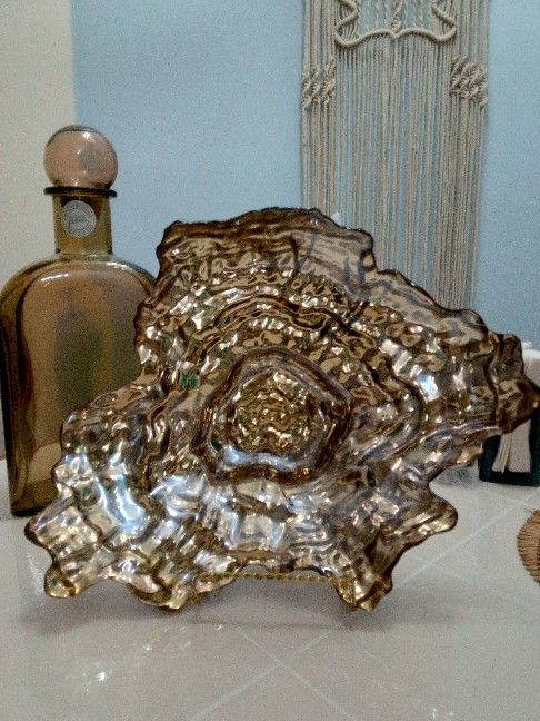 Gorgeous 'Oyster Shell' glass dish, Approx. 17" x 14",, Also 'Sea Urchin' available