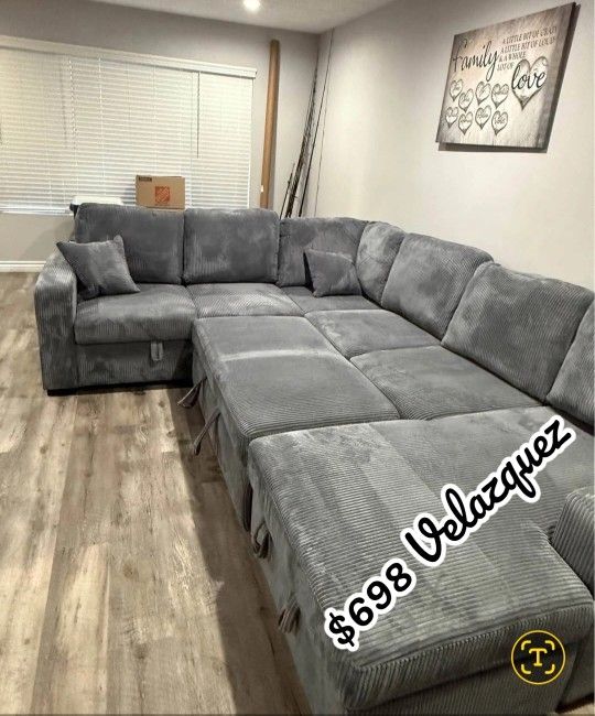 ✅️✅️4-Piece Convertible Sectional
Sleeper Sofa, Chaise Storage, Sofa Storage & USB Port✅️✅️