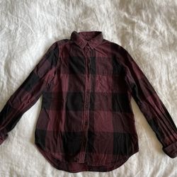 SO Perfectly Soft Burgundy Black Plaid Flannel Junior’s Extra Small
