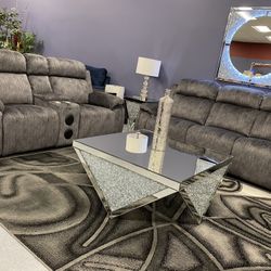 Ruffini Mirrored Glam Coffee Table 