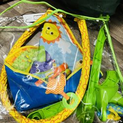 portable bed, a car seat, girl's clothes from 3 to 9 months in very good condition, more than 100 pieces, toys, stroller, chair for the baby to eat, m