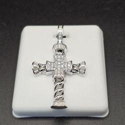 💎 Moissanite Cross Pendant – 2.00 CTW / 925 Silver (1.8" / 6mm Bail)