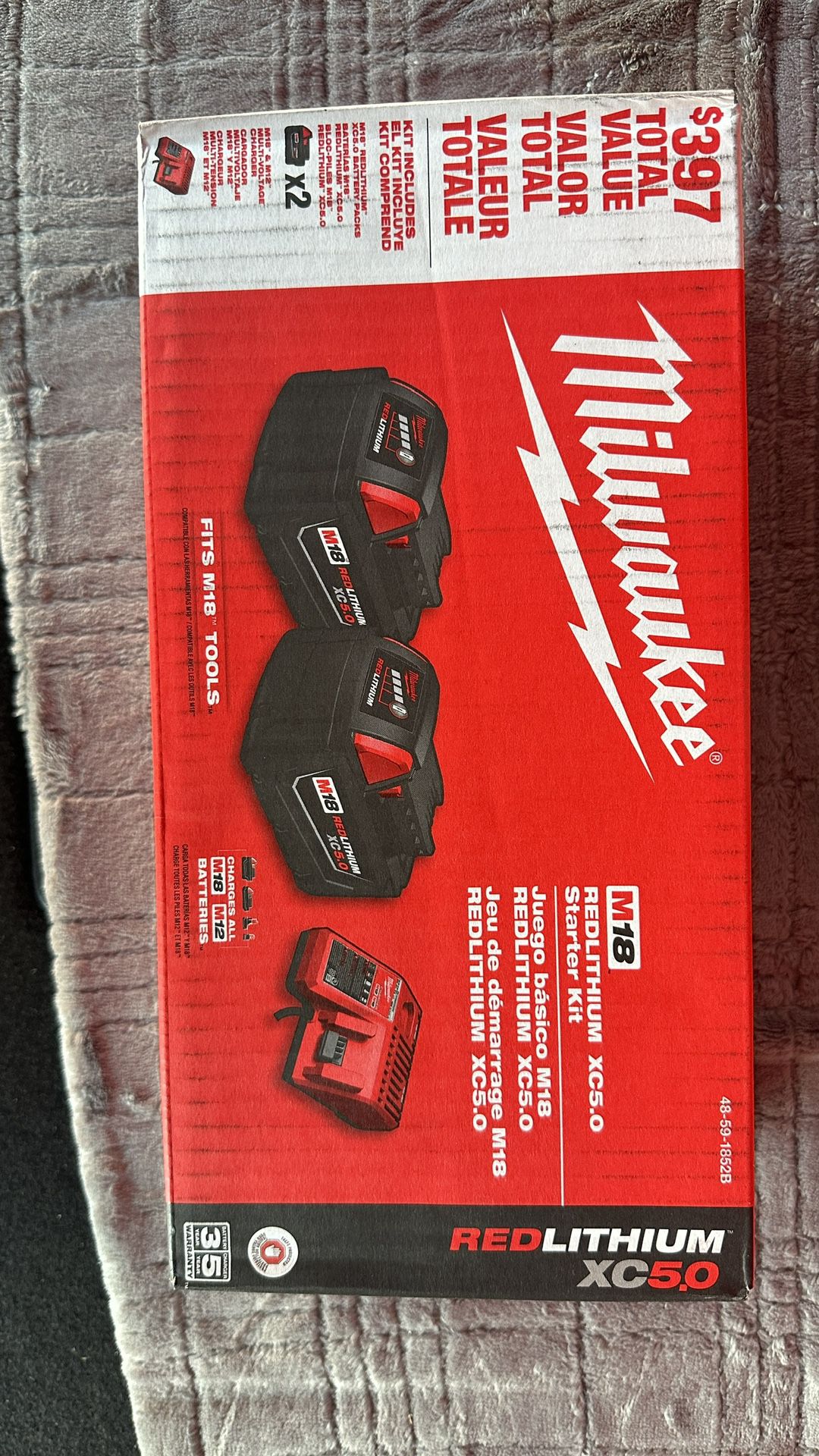 Milwaukee M18  XC Starter Kit with Two 5.0Ah Batteries and Charger