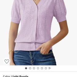 Puffed Sleeve Lilac Cardigan 