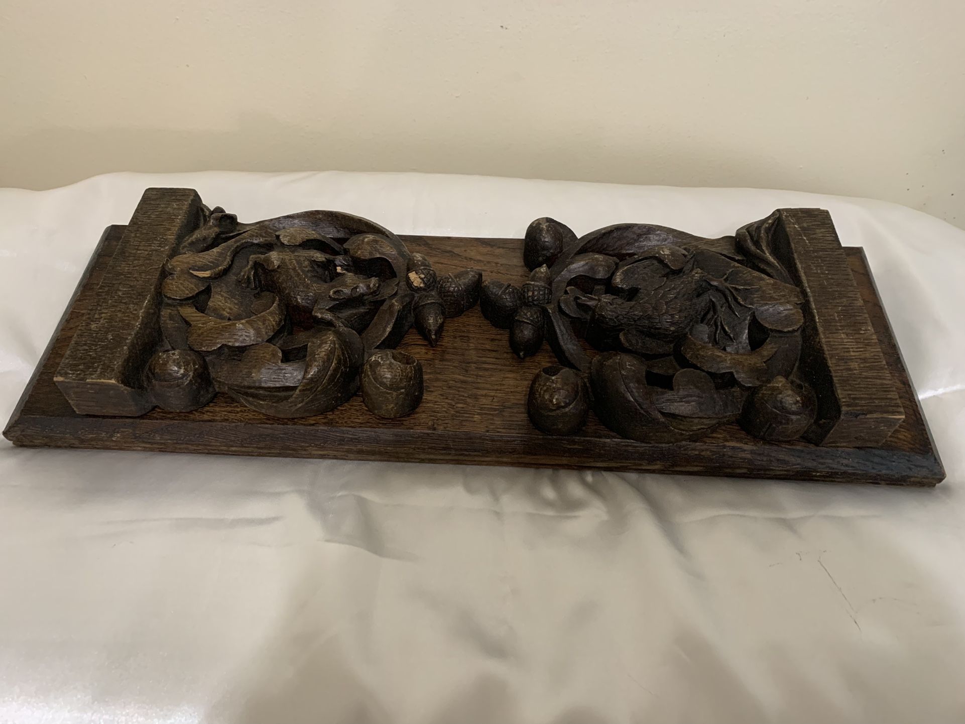 Vintage Wooden Carved Bookends. Folding