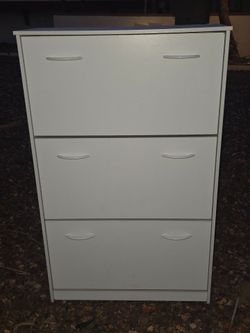 White 3-Tier Flip-Door Shoe Cabinet