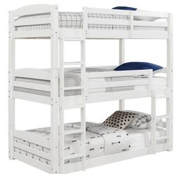 White Triple Twin Size Bunk Bed