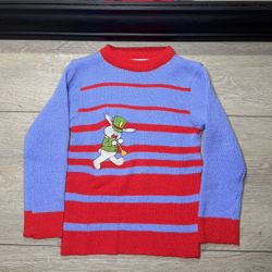 Vintage 1980s Kids / Toddlers French Toast Embroidered Bunny Cardigan Sweater