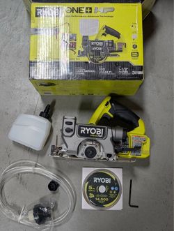 Used RYOBI ONE+ HP 18V Cordless Handheld Wet/Dry Masonry Tile Saw (Tool Only).